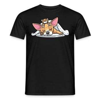 Chiweenie Hund Mit Kuscheltier Schlafen Schlummern - Männer T-Shirt - Schwarz - Vorne - AI Model Male 178 light (178cm)