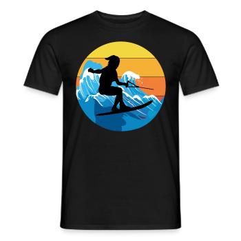 Vintage Retro Wasserski Ski Wassersport - Männer T-Shirt - Schwarz - Vorne - AI Model Male 178 light (178cm)