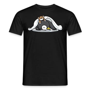 Drôle de pingouin endormi avec sommeil - T-shirt homme - noir - Devant - AI Model Male 178 light (178cm)