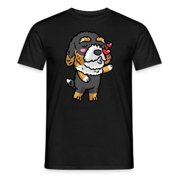 Bernedoodle Dog Laughing Emoticon Kawaii - Men's T-Shirt - black - Front - AI Model Male 178 light (178cm)