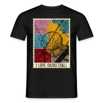 Basketball Basketballer Korb Sport Briefmarke - Männer T-Shirt - Schwarz - Vorne - AI Model Male 178 light (178cm)