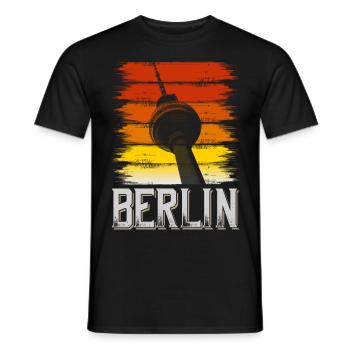 Berlin Germany City Skyline Vintage Retro - Men's T-Shirt - black - Front - AI Model Male 178 light (178cm)