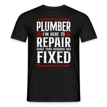 Plumbing Plumber Vintage Plumber - Men's T-Shirt - black - Front - AI Model Male 178 light (178cm)