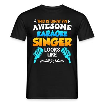 Voici à quoi ressemble un chanteur de karaoké qui chante depuis un karaoké - T-shirt homme - noir - Devant - AI Model Male 178 light (178cm)
