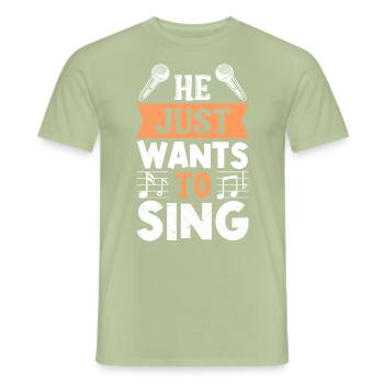 Musician He just wants to sing - Men's T-Shirt - sage - Front - AI Model Male 178 light (178cm)
