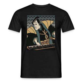 Synthé Techno Musique Funny Samurai Synthétiseur - T-shirt homme - noir - Devant - AI Model Male 178 light (178cm)