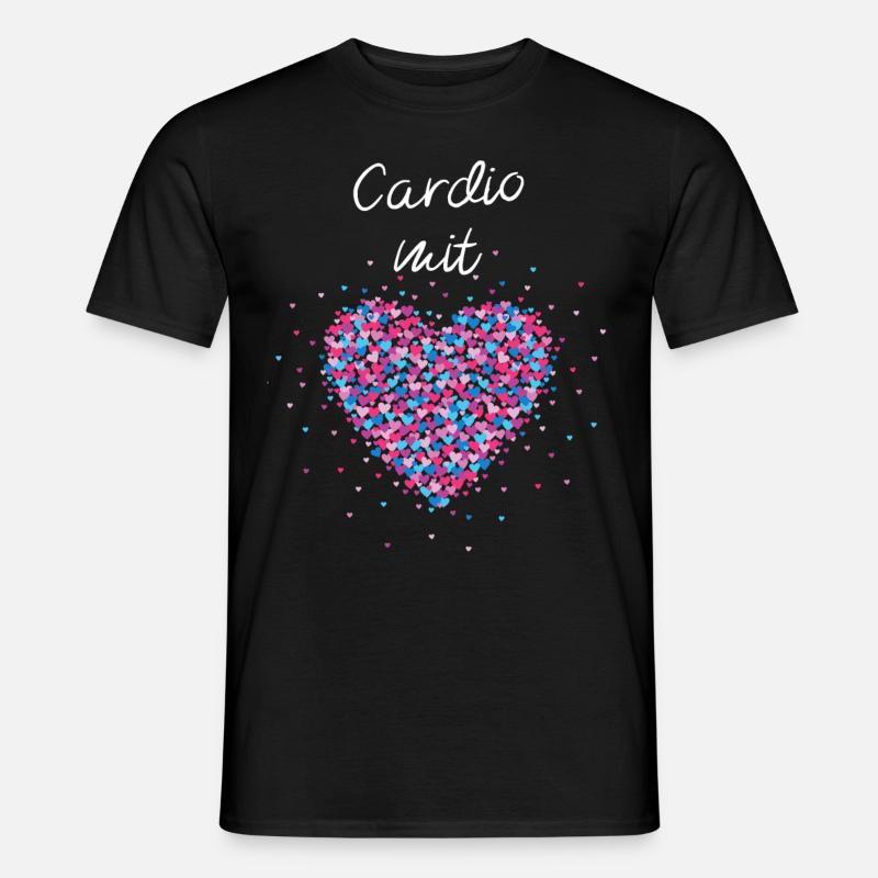 Cardio mit Herz Cardiotraining Krafttraining - Männer T-Shirt - Schwarz