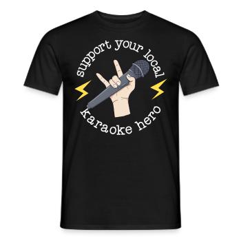 Karaoke Singer 80s Retro Support - Men's T-Shirt - black - Front - AI Model Male 178 light (178cm)