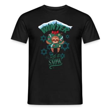 Faultier Weihnachten Winter T-Shirt - Männer T-Shirt - Schwarz - Vorne - AI Model Male 178 light (178cm)