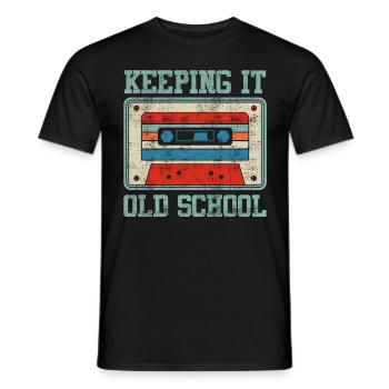 Keeping it old school cassette player cassettes - Men's T-Shirt - black - Front - AI Model Male 178 light (178cm)
