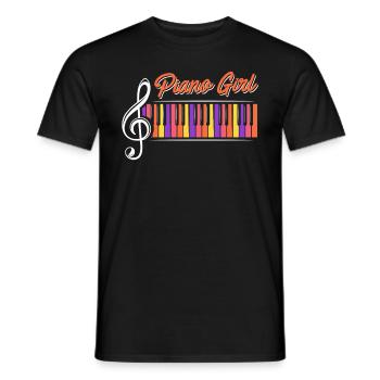 Music I am a piano girl piano - Men's T-Shirt - black - Front - AI Model Male 178 light (178cm)