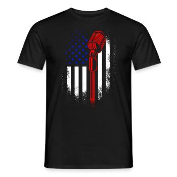 USA drapeau chanteur chanteur américain chantant - T-shirt homme - noir - Devant - AI Model Male 178 light (178cm)