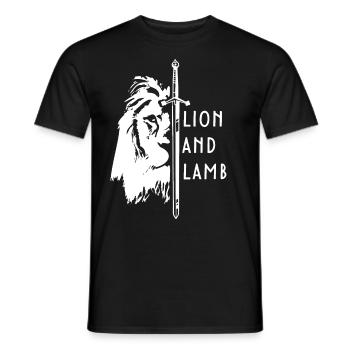 Lion and Lamb Jesus God Leo Lamb Faith Bible - Men's T-Shirt - black - Front - AI Model Male 178 light (178cm)