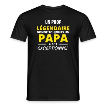 PROF légendaire drôle papa exceptionnel - T-shirt homme - noir - Devant - AI Model Male 178 light (178cm)