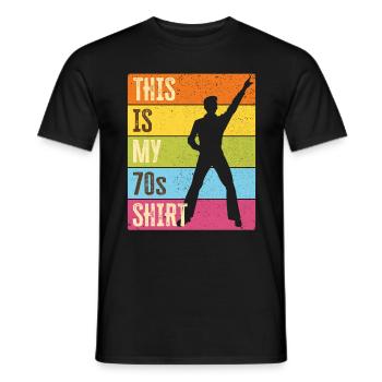 70s 1970s Seventies Party Outfit Costume - T-shirt homme - noir - Devant - AI Model Male 178 light (178cm)
