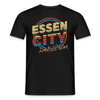 Essen Germany City Font 80s Style - Men's T-Shirt - black - Front - AI Model Male 178 light (178cm)