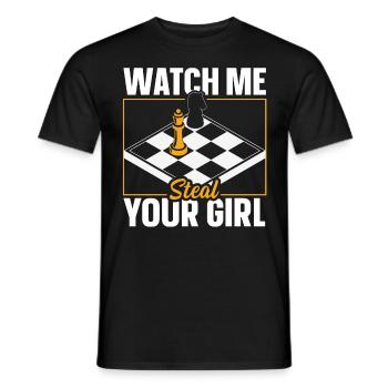Guardami rubare la tua ragazza Scacchi divertenti - T-shirt uomo - nero - Fronte - AI Model Male 178 light (178cm)