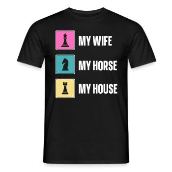 My Wife My Horse My House lustiges Schach - Männer T-Shirt - Schwarz - Vorne - AI Model Male 178 light (178cm)