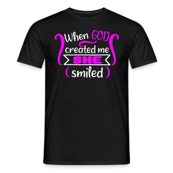 Quand Dieu m’a créée, elle a souri - T-shirt homme - noir - Devant - AI Model Male 178 light (178cm)