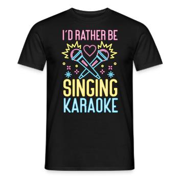 Karaoké Chanteur Années 80 Rétro I’d - T-shirt homme - noir - Devant - AI Model Male 178 light (178cm)