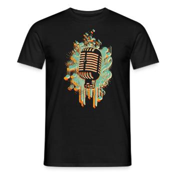 J’adore les notes de chant de microphone de musique - T-shirt homme - noir - Devant - AI Model Male 178 light (178cm)