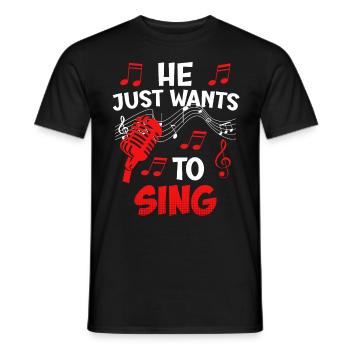 Musician Singer He doesn't do anything, he just wants to sing - Men's T-Shirt - black - Front - AI Model Male 178 light (178cm)