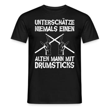 Unterschätze keinen Mann mit Drumsticks Schlagzeug - Männer T-Shirt - Schwarz - Vorne - AI Model Male 178 light (178cm)