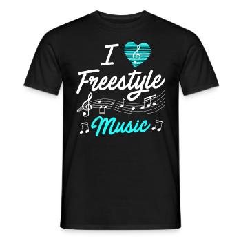 I love freestyle music - Men's T-Shirt - black - Front - AI Model Male 178 light (178cm)
