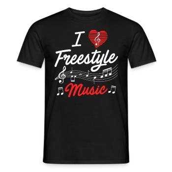 I love freestyle music - Men's T-Shirt - black - Front - AI Model Male 178 light (178cm)