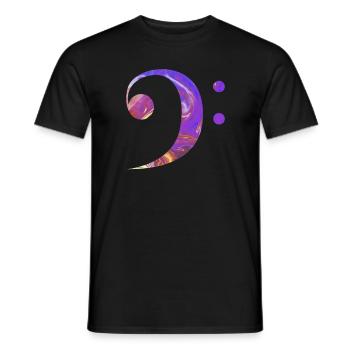 Bass clef I am musician orchestra sheet music - Men's T-Shirt - black - Front - AI Model Male 178 light (178cm)