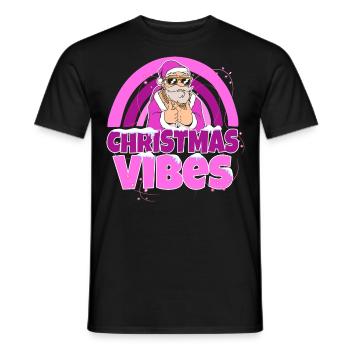 Pink Christmas Vibes with Pink Santa - Men's T-Shirt - black - Front - AI Model Male 178 light (178cm)