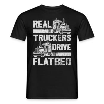 De vrais camionneurs conduisent un chauffeur de camion à plateau - T-shirt homme - noir - Devant - AI Model Male 178 light (178cm)