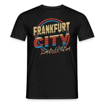 Frankfurt Germany City Font 80s style - Men's T-Shirt - black - Front - AI Model Male 178 light (178cm)