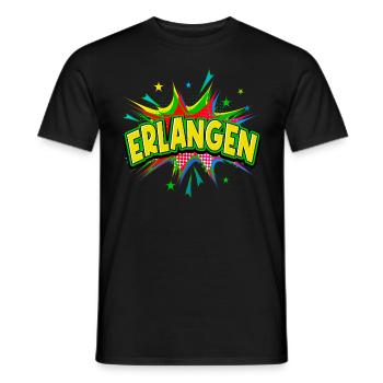 Erlangen Germany City Pop Art Comic Art - Men's T-Shirt - black - Front - AI Model Male 178 light (178cm)