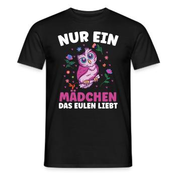 nur ein mädchen das Eulen liebt Mädchen Eule - Männer T-Shirt - Schwarz - Vorne - AI Model Male 178 light (178cm)