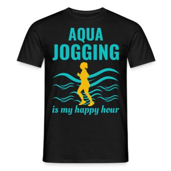 Deep Water Aqua jogging Pool Running Fitness - Men's T-Shirt - black - Front - AI Model Male 178 light (178cm)
