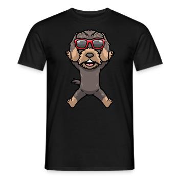 Rauhaardackel Hund Mit Sonnenbrille Tanzen - Männer T-Shirt - Schwarz - Vorne - AI Model Male 178 light (178cm)