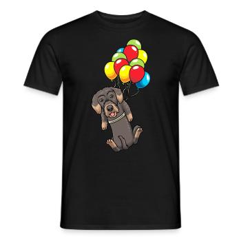 Rauhaardackel Hund An Luftballons - Männer T-Shirt - Schwarz - Vorne - AI Model Male 178 light (178cm)