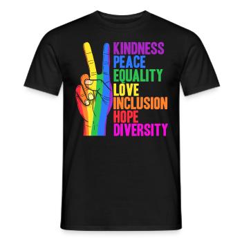 Kidness Peace Equality Love Inclusion Hope - Men's T-Shirt - black - Front - AI Model Male 178 light (178cm)