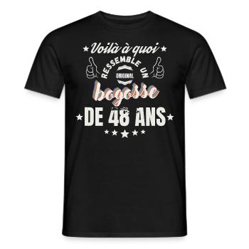 teeshirt bogosse de 48 ans humour - T-shirt homme - noir - Devant - AI Model Male 178 light (178cm)