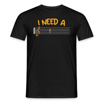 Musician I need a break sheet music - Men's T-Shirt - black - Front - AI Model Male 178 light (178cm)