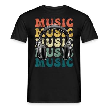Musik Kopfhörer Disko Club DJ Festival - Männer T-Shirt - Schwarz - Vorne - AI Model Male 178 light (178cm)
