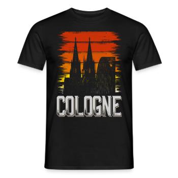 Cathédrale de Cologne Allemagne Ville Skyline Vintage Rétro - T-shirt homme - noir - Devant - AI Model Male 178 light (178cm)