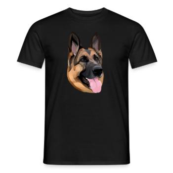German Shepherd dog Face Art work - Men's T-Shirt - black - Front - AI Model Male 178 light (178cm)