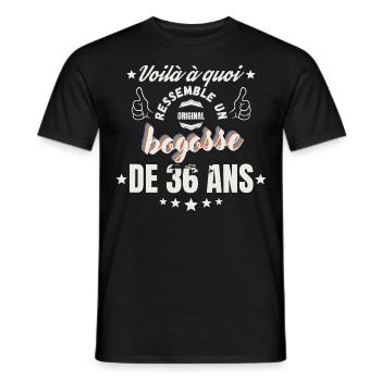 Teeshirt Bogosse de 36 ans humour - T-shirt homme - noir - Devant - AI Model Male 178 light (178cm)