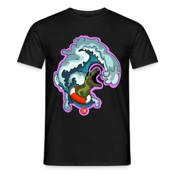 T-rex surf - T-shirt homme - noir - Devant - AI Model Male 178 light (178cm)