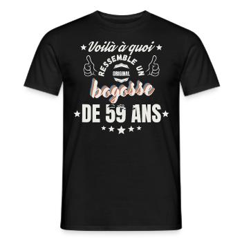 Teeshirt Bogosse de 59 Ans Humour - T-shirt homme - noir - Devant - AI Model Male 178 light (178cm)