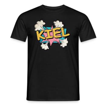 Kiel Germany City Font Pop Art Comic - Men's T-Shirt - black - Front - AI Model Male 178 light (178cm)