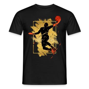 Basketball Basketball Player Dunking Gold Splash - Men's T-Shirt - black - Front - AI Model Male 178 light (178cm)