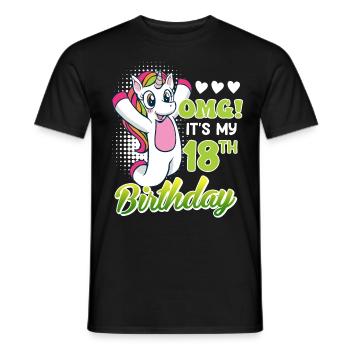 18 ans fille 18ème anniversaire licorne - T-shirt homme - noir - Devant - AI Model Male 178 light (178cm)